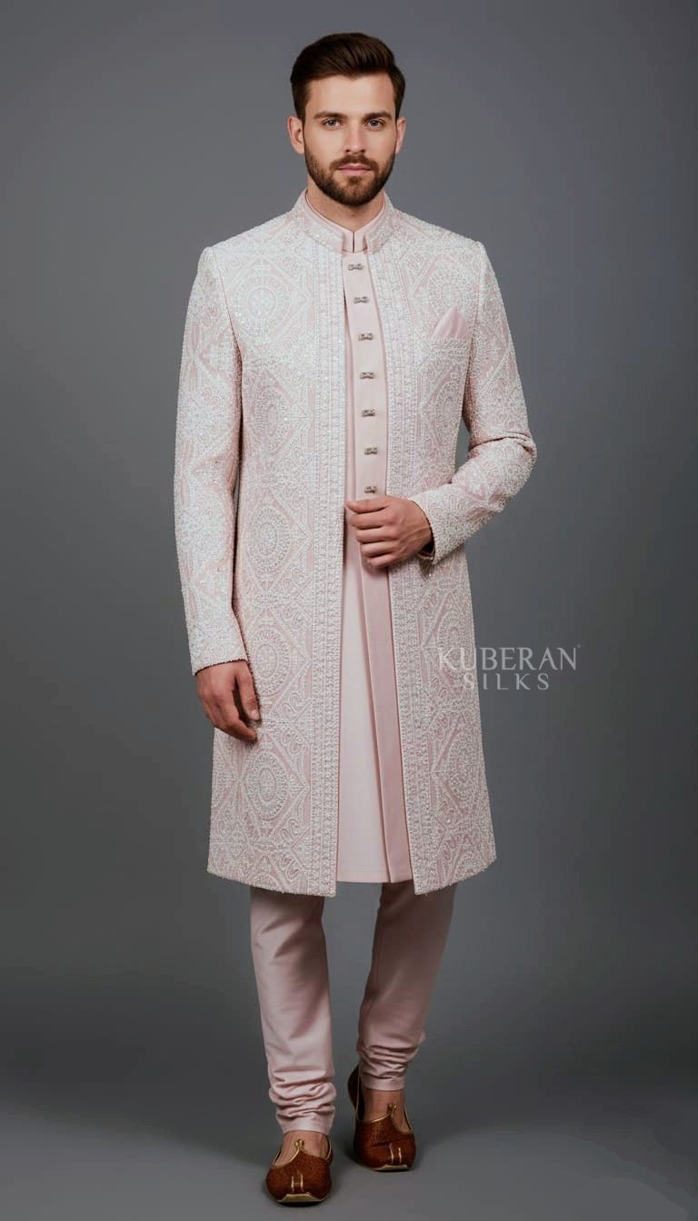 KUBERAN PASTEL PINK JODHPURI SHERWANI
