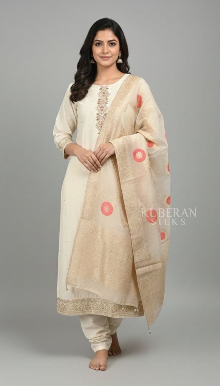 KUBERAN BEIGE READYMADE CHUDHIDHAR