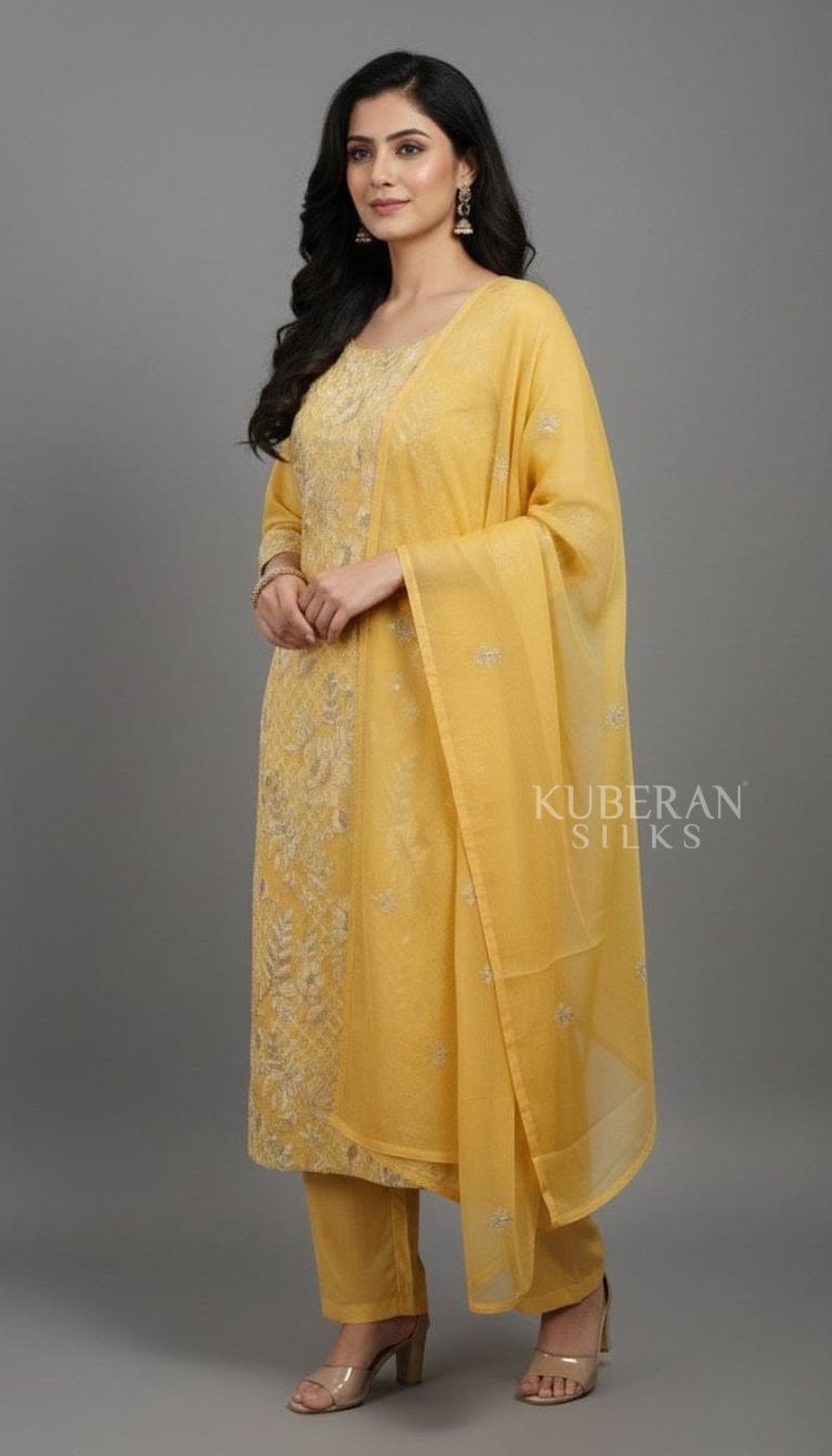 KUBERAN YELLOW READYMADE CHUDIDHAR
