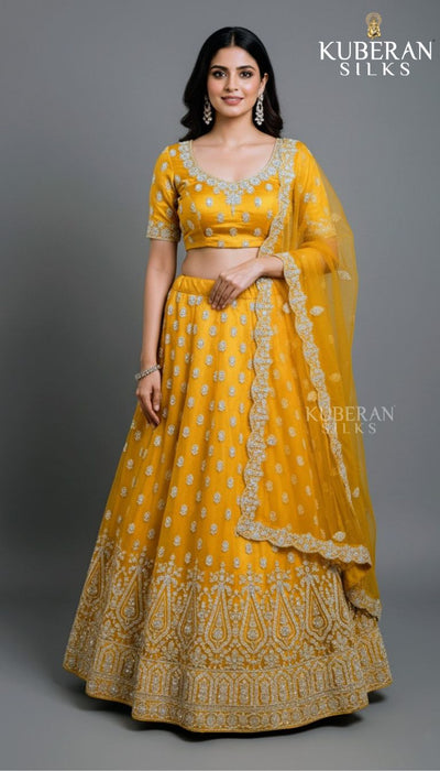 KUBERAN DARK MUSTARD YELLOW LEHENGA