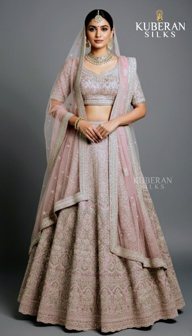 KUBERAN UNSTITCHED PINK LEHENGA