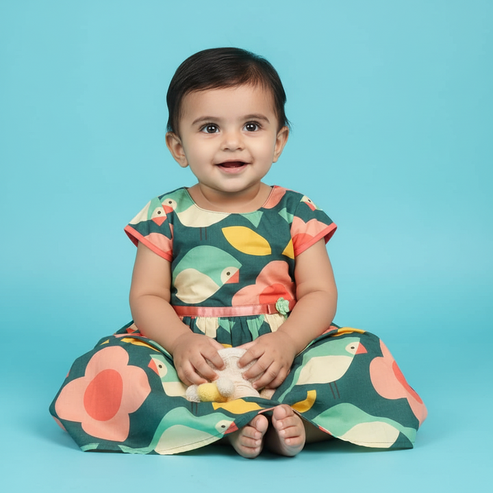 KUBERAN FLORAL PRINT COTTON FROCK