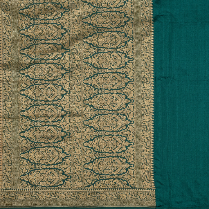 KUBERAN BURGUNDY WITH GREEN KHADDI GEORGETTE SAREE