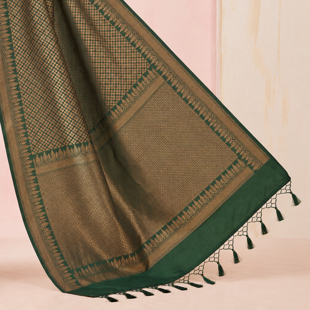 KUBERAN GREEN SEMI BANARASI SILK SAREE