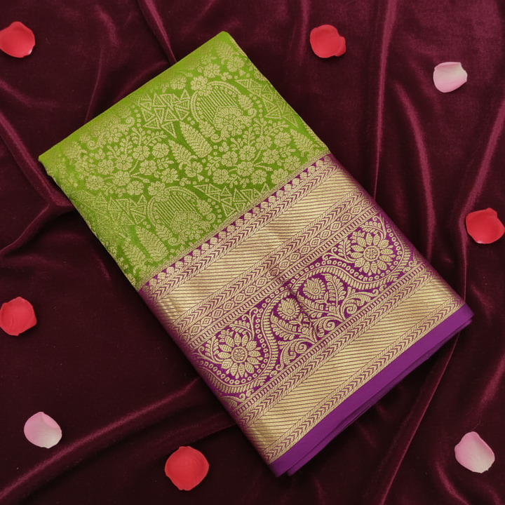 Kuberan Parrot Green & Purple Art Silk Pavada