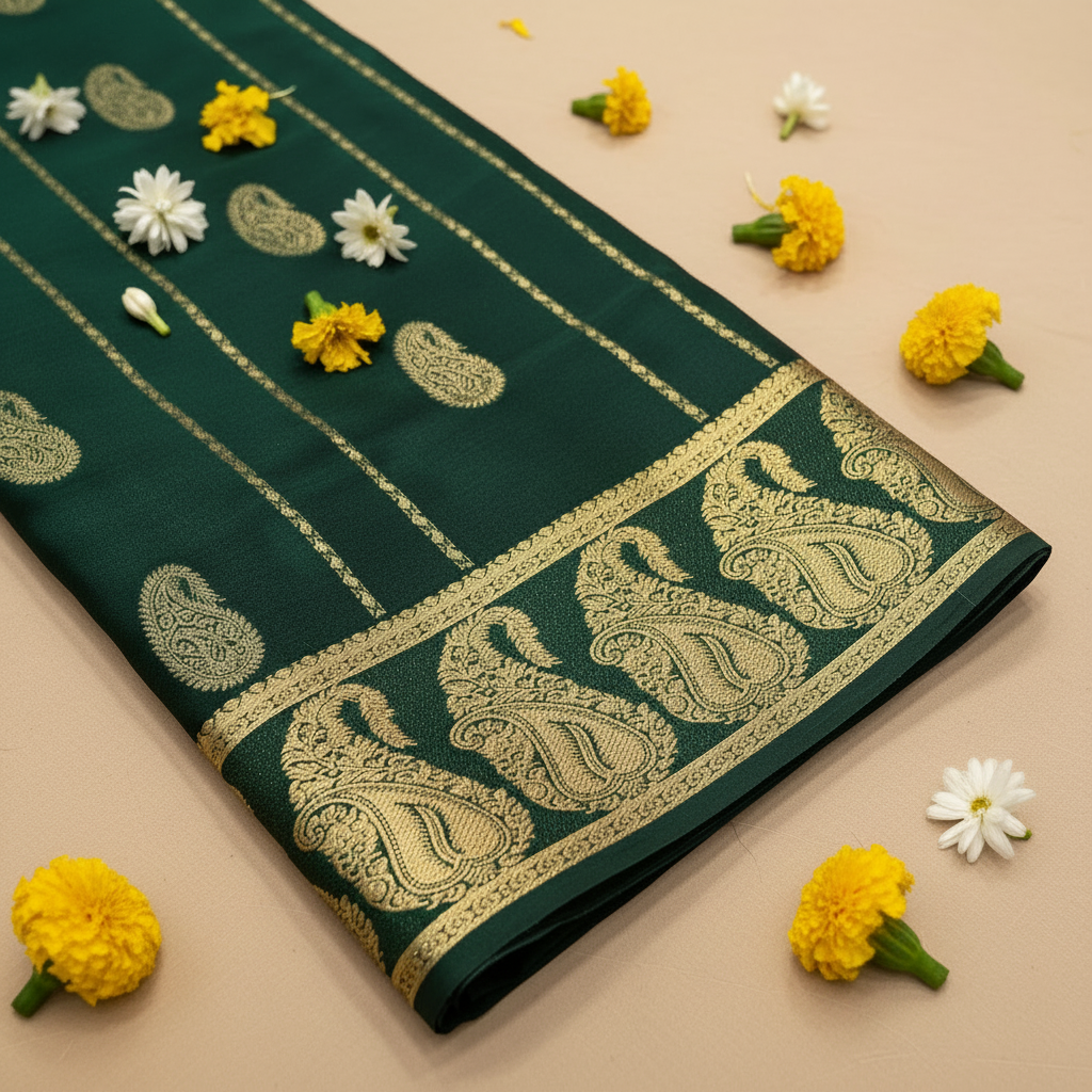 Kuberan Green Mysore Silk Saree.
