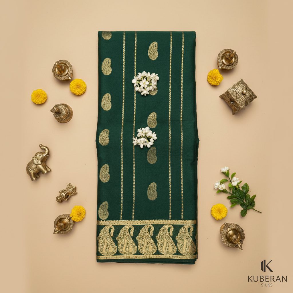 Kuberan Green Mysore Silk Saree.