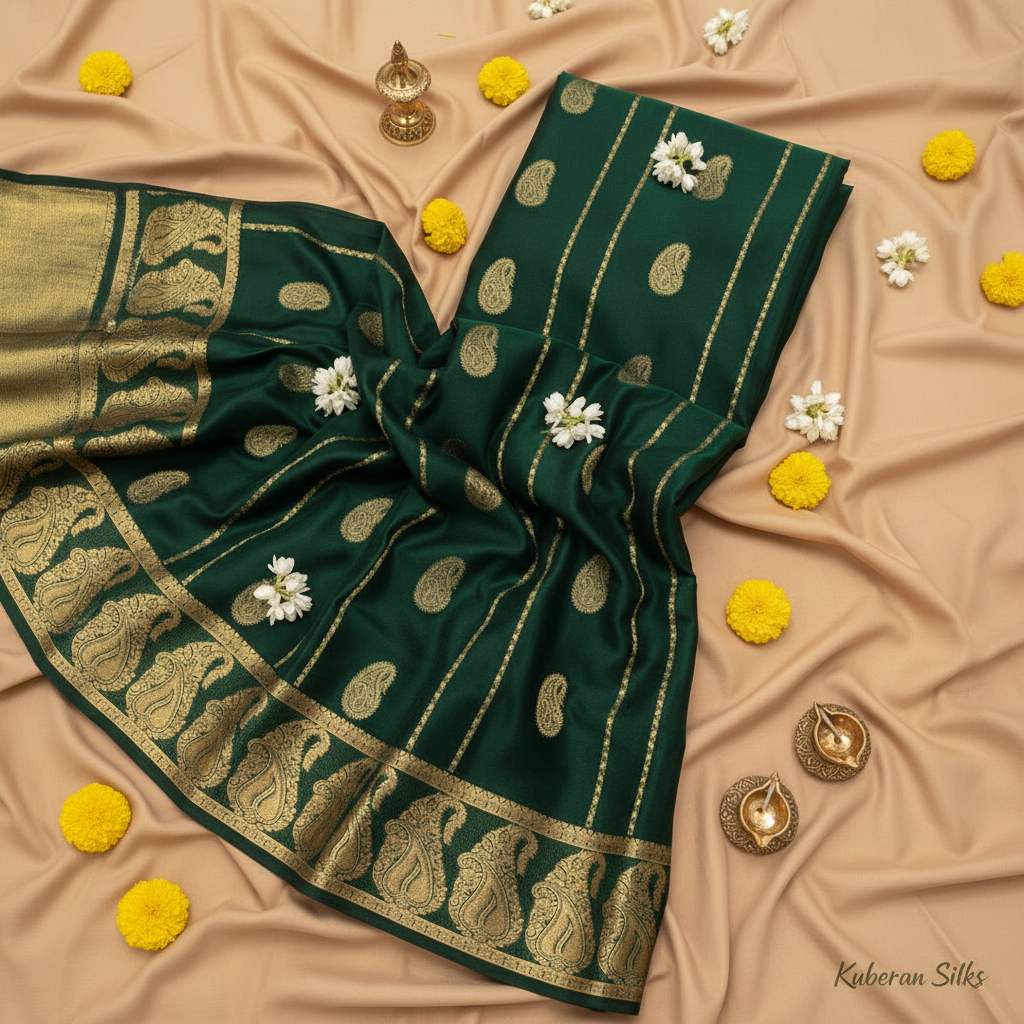 Kuberan Green Mysore Silk Saree.