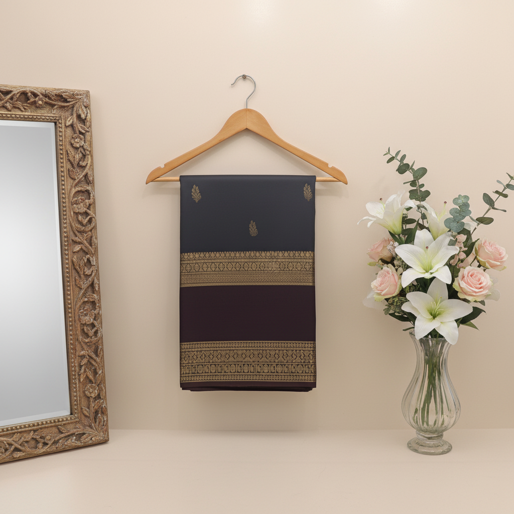 KUBERAN NAVY BLUE PURPLE SEMI SILK SAREE