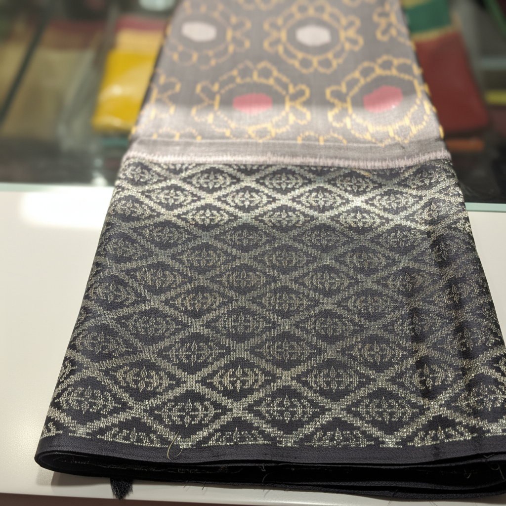 KUBERAN GREY PURE SOFT SILK SAREE