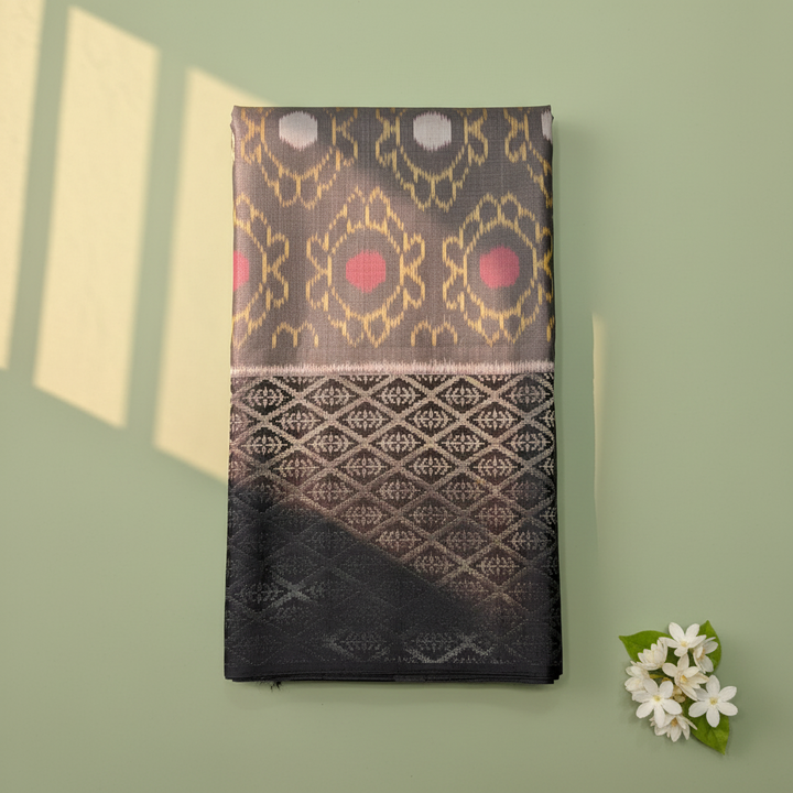 KUBERAN GREY PURE SOFT SILK SAREE