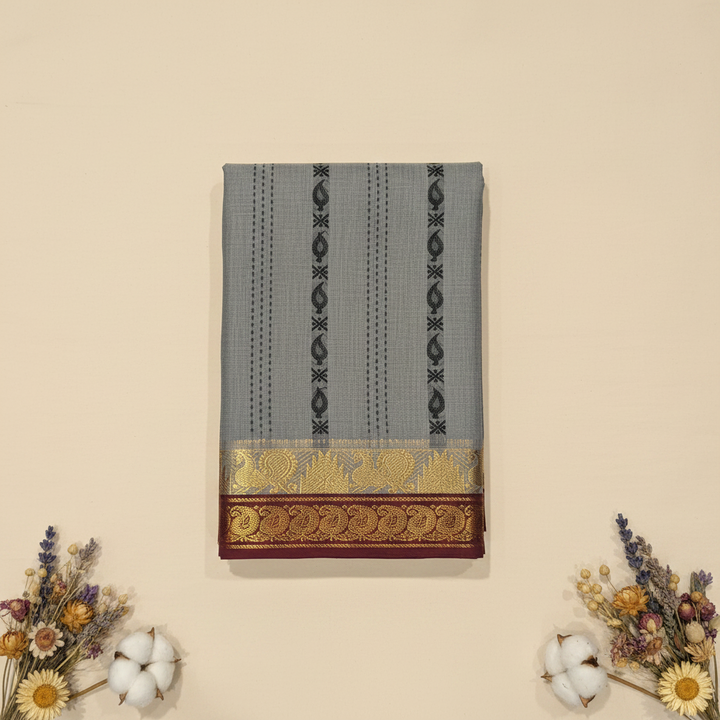 KUBERAN GREY COTTON SAREE