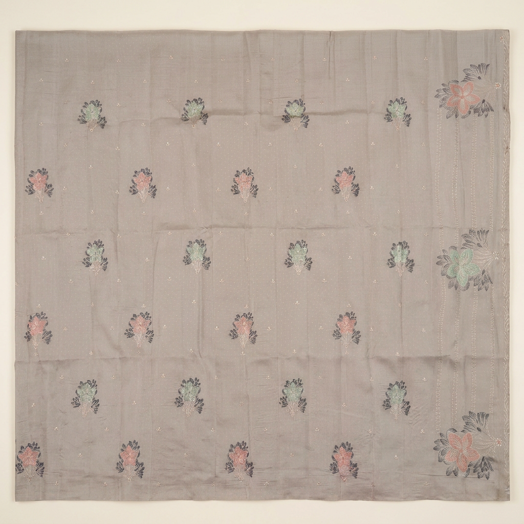 KUBERAN GREY RAW SILK SAREE