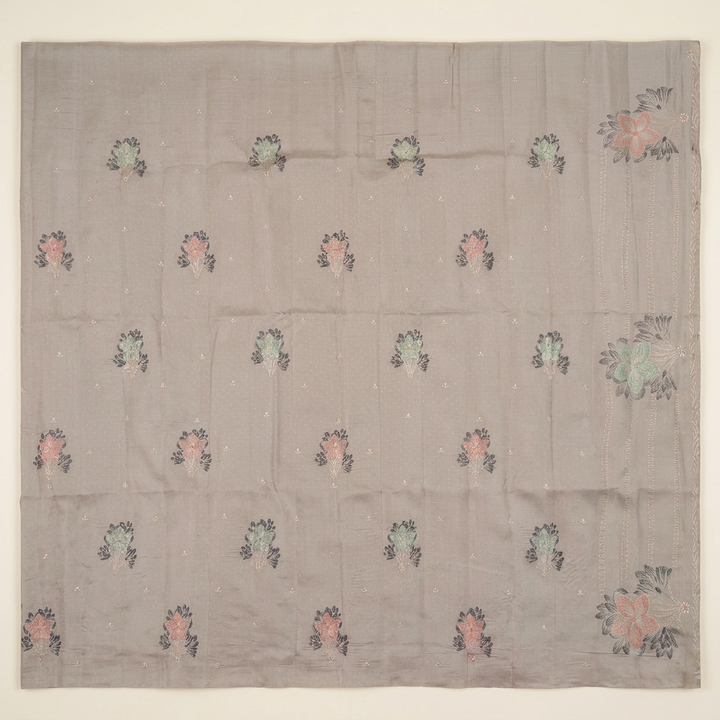 KUBERAN GREY RAW SILK SAREE