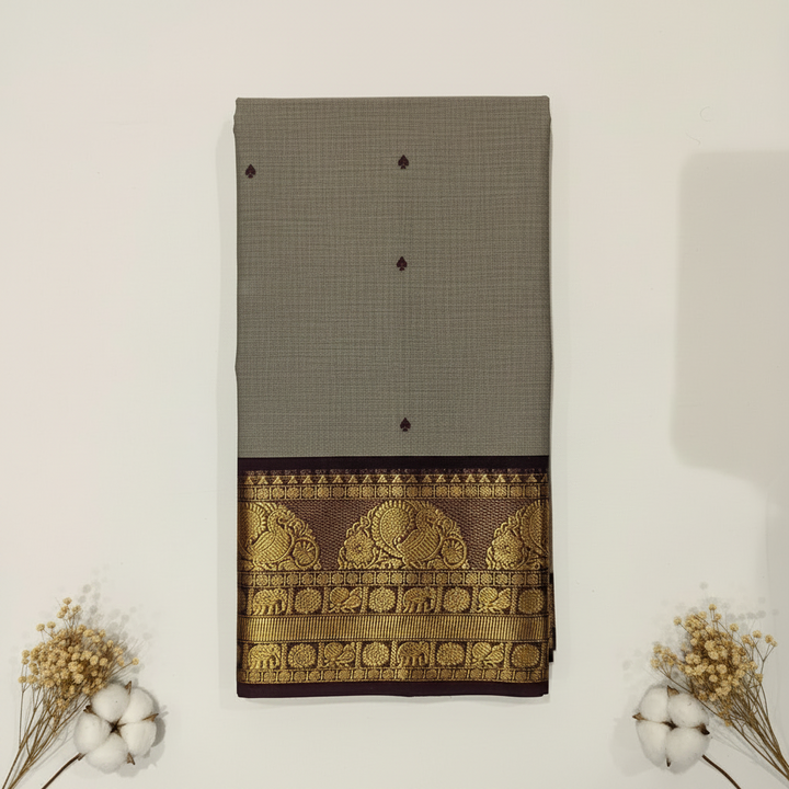 KUBERAN GREY COTTON SAREE