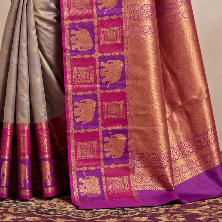 KUBERAN GREY PURE SILK SAREE