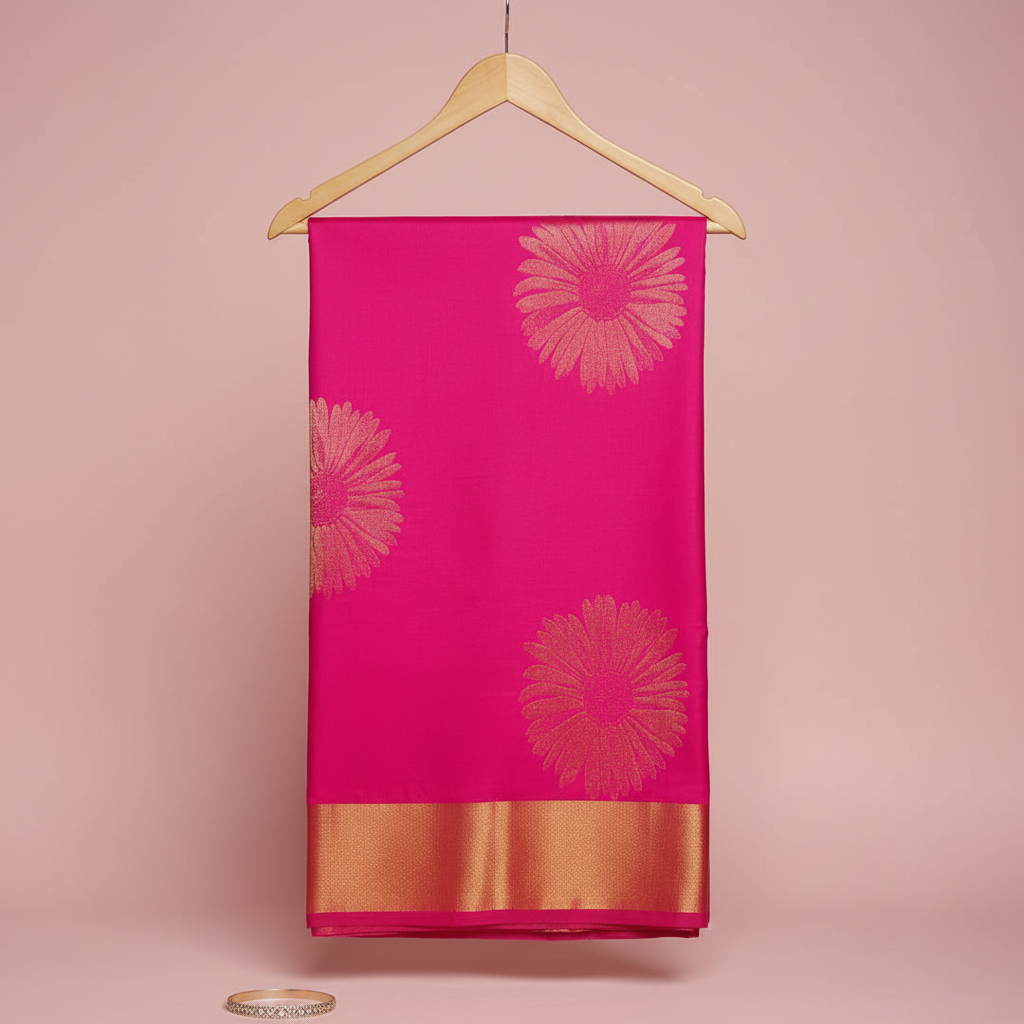 KUBERAN HOT PINK SOFT SILK SAREE