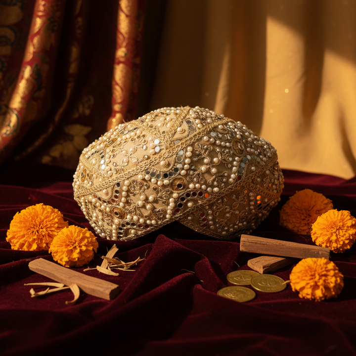 Mysore Peta front view on maroon velvet background