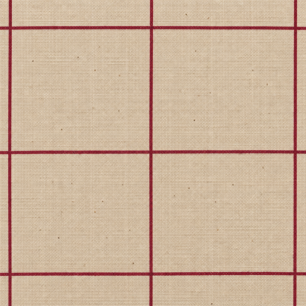 Close-up of maroon checks on cream cotton saree body
