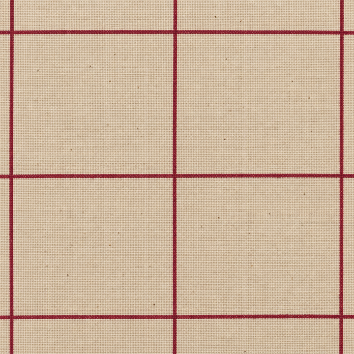 Close-up of maroon checks on cream cotton saree body