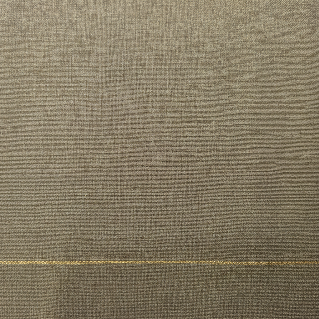 Close-up of the greyish-olive handloom cotton weave with a fine gold zari line