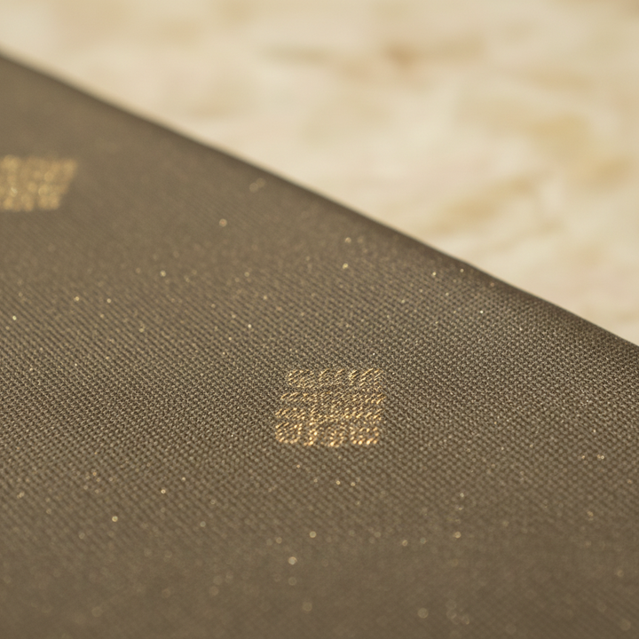 Body Close-up — Olive Silk with Gold Zari Peacock Buttas