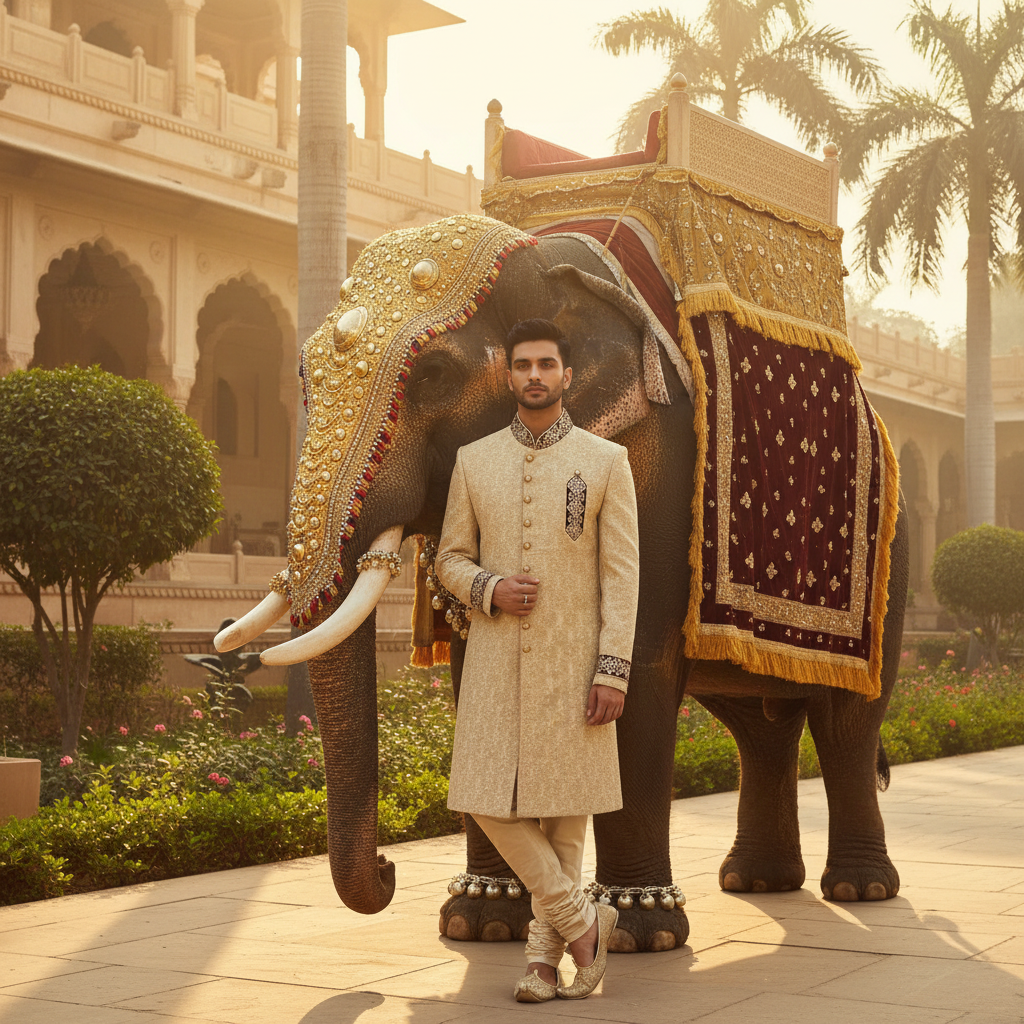 Sherwani Editorial - Royal Elephant Palace Garden
