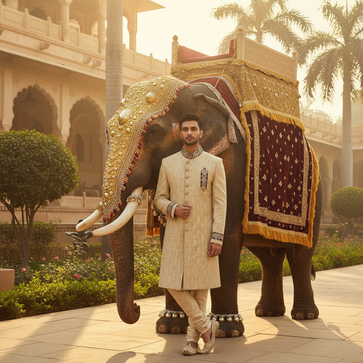 Sherwani Editorial - Royal Elephant Palace Garden