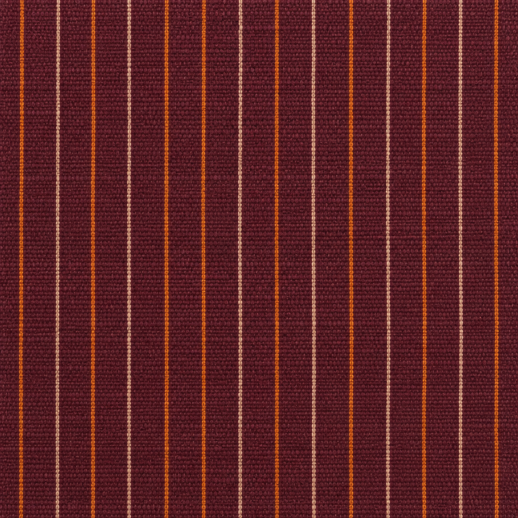 Close-up of cream and orange pinstripes on plum cotton saree