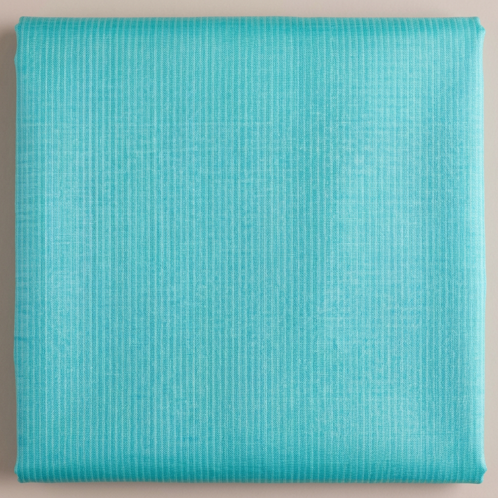 Close-up of the plain turquoise blue saree body with fine woven texture
