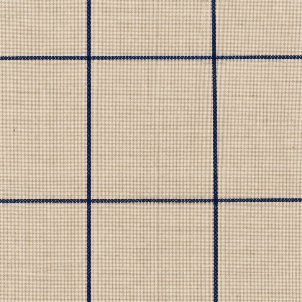 Close-up of navy checks on cream cotton saree body