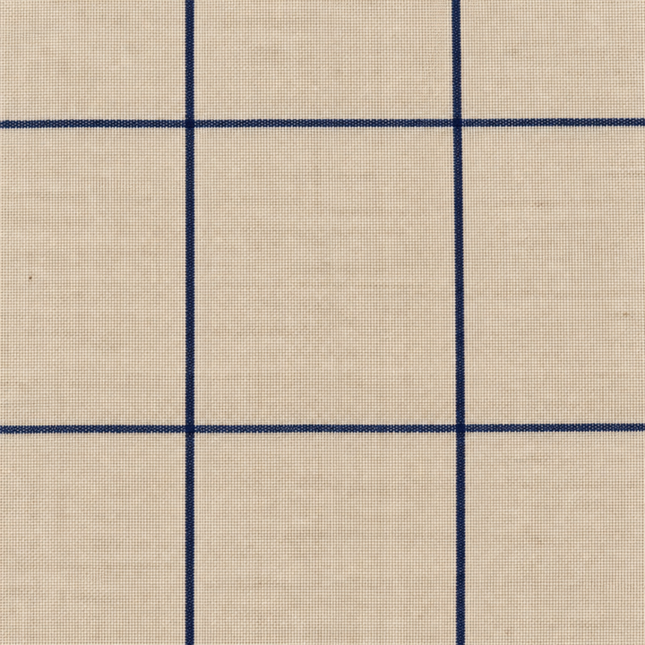 Close-up of navy checks on cream cotton saree body