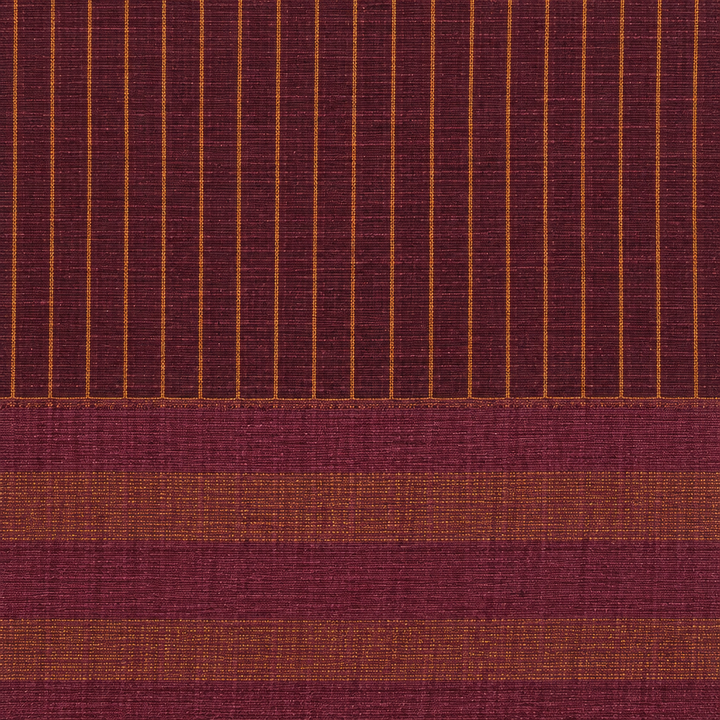 Close-up of plum border with mustard-gold stripe on cotton saree