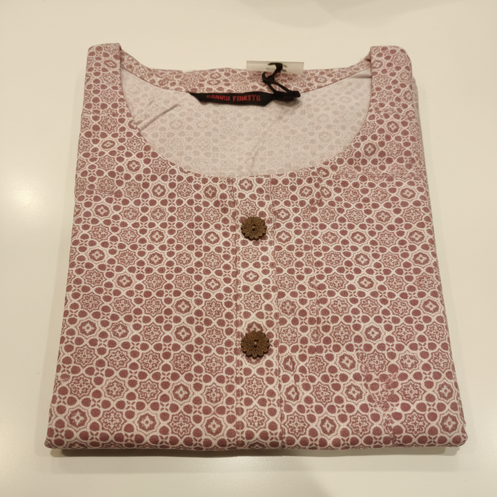 Dusty rose geometric ditsy print ladies kurti close-up