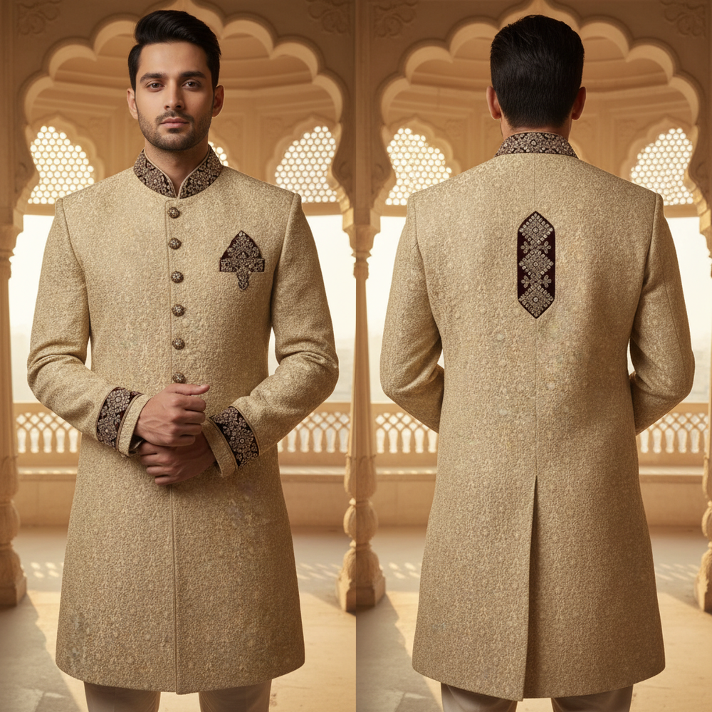 Sherwani Editorial - Front and Back Combined View