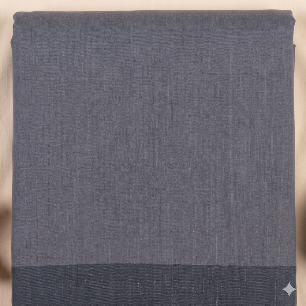 Plain slate-grey cotton dance saree body close-up