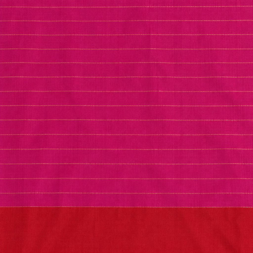 Close-up of pink saree body with fine horizontal lines and red transition