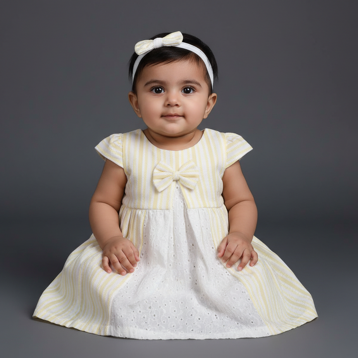 KUBERAN LEMON YELLOW COTTON FROCK