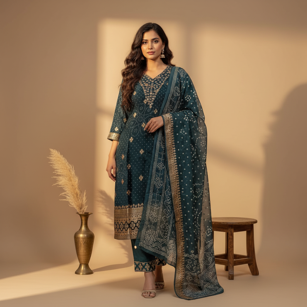 Kuberan Teal Green Embellished Salwar Kameez