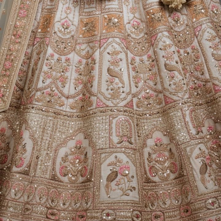 KUBERAN UNSTITCHED PALE BROWN LEHENGA