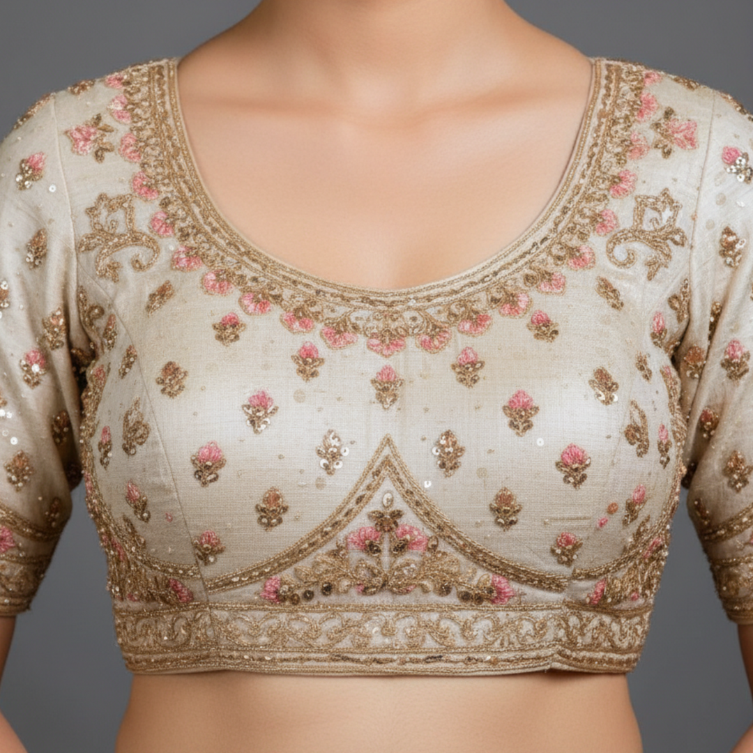KUBERAN UNSTITCHED PALE BROWN LEHENGA