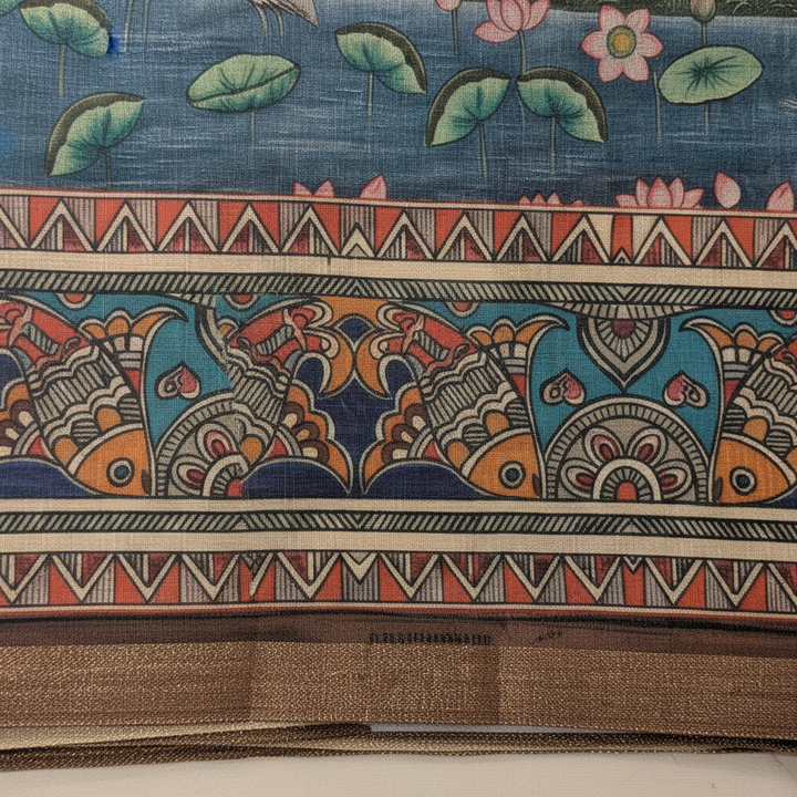 KUBERAN LIGHT BROWN PRINTED COTTON SAREE