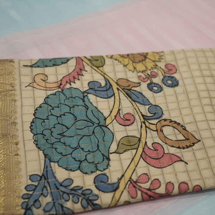 KUBERAN BEIGE KALAMKARI PURE SILK DHOTI