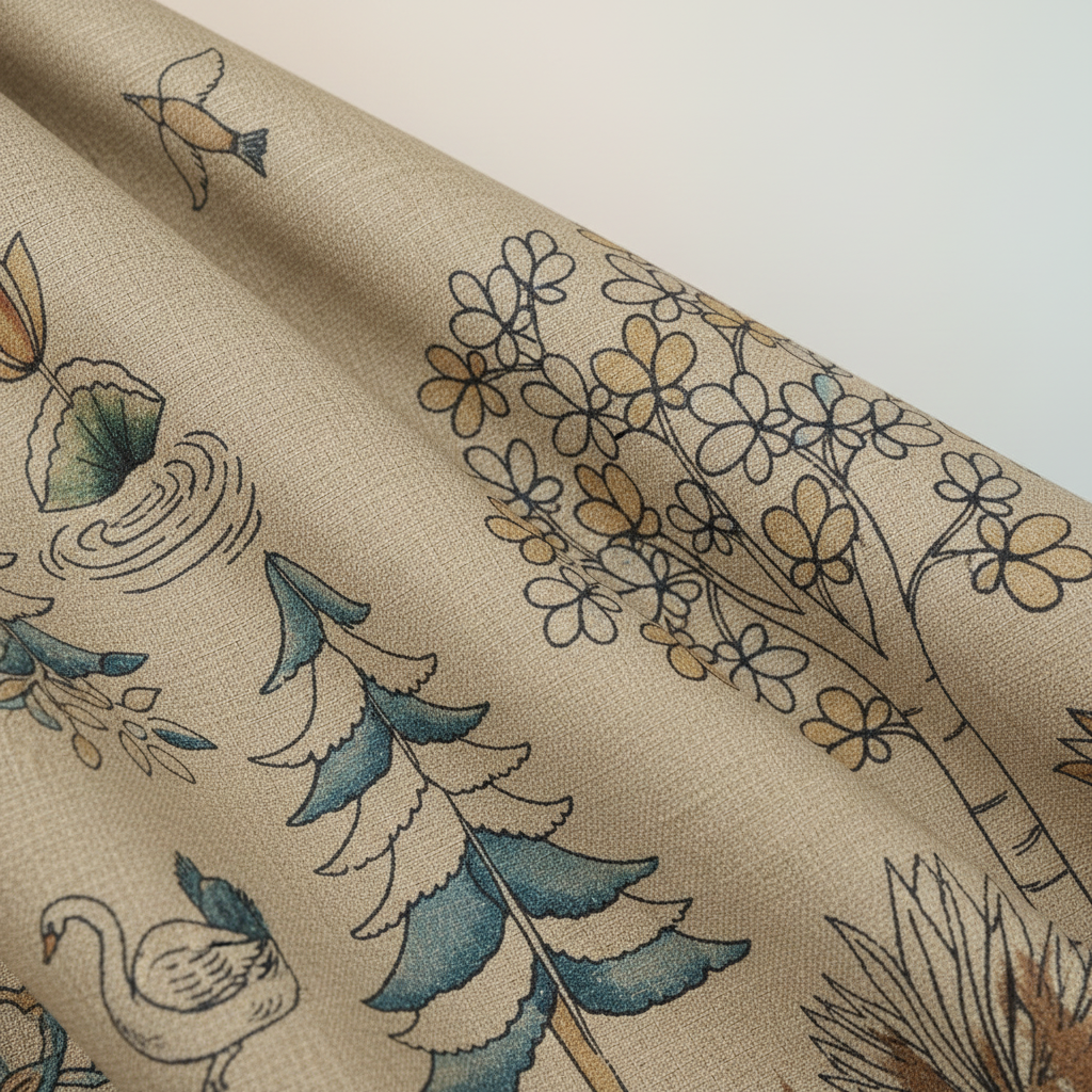 KUBERAN DARK BEIGE PRINTED RAW SILK SAREE