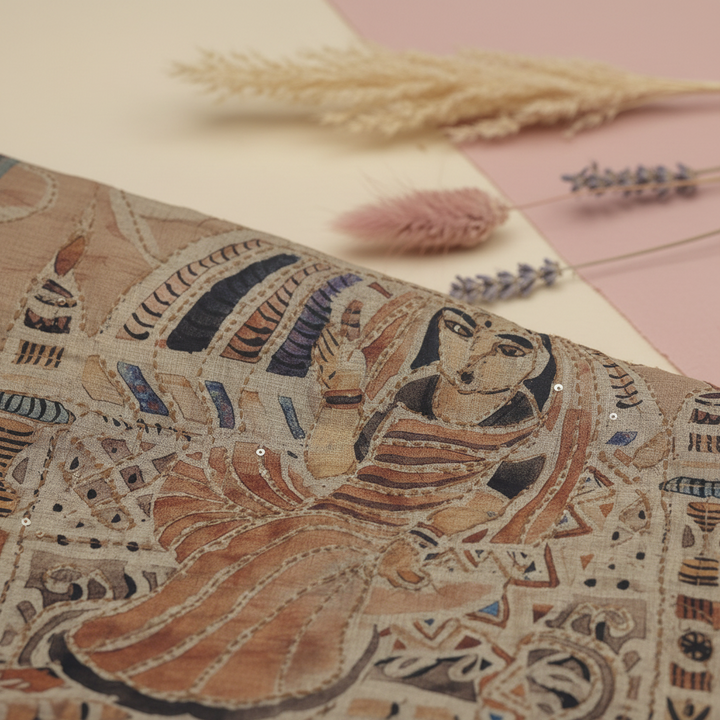 KUBERAN BEIGE SEMI TUSSAR SILK SAREE