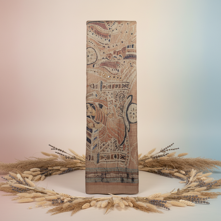 KUBERAN BEIGE SEMI TUSSAR SILK SAREE
