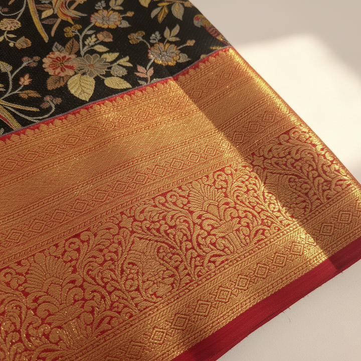 KUBERAN Black Kanchipuram Silk Saree
