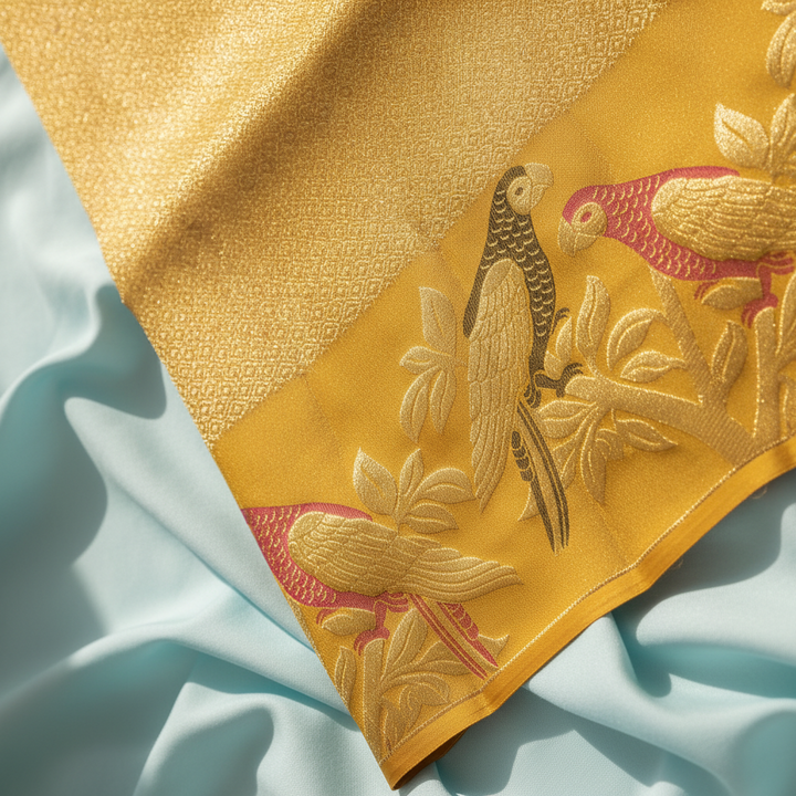 kuberan Golden Yellow Kanchipuram Silk Saree