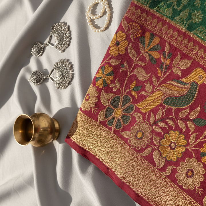 kuberan Dark Green Kanchipuram Silk Saree