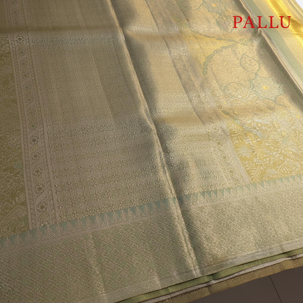 kuberan Golden Beige Kanchipuram Silk Saree with Intricate zari work